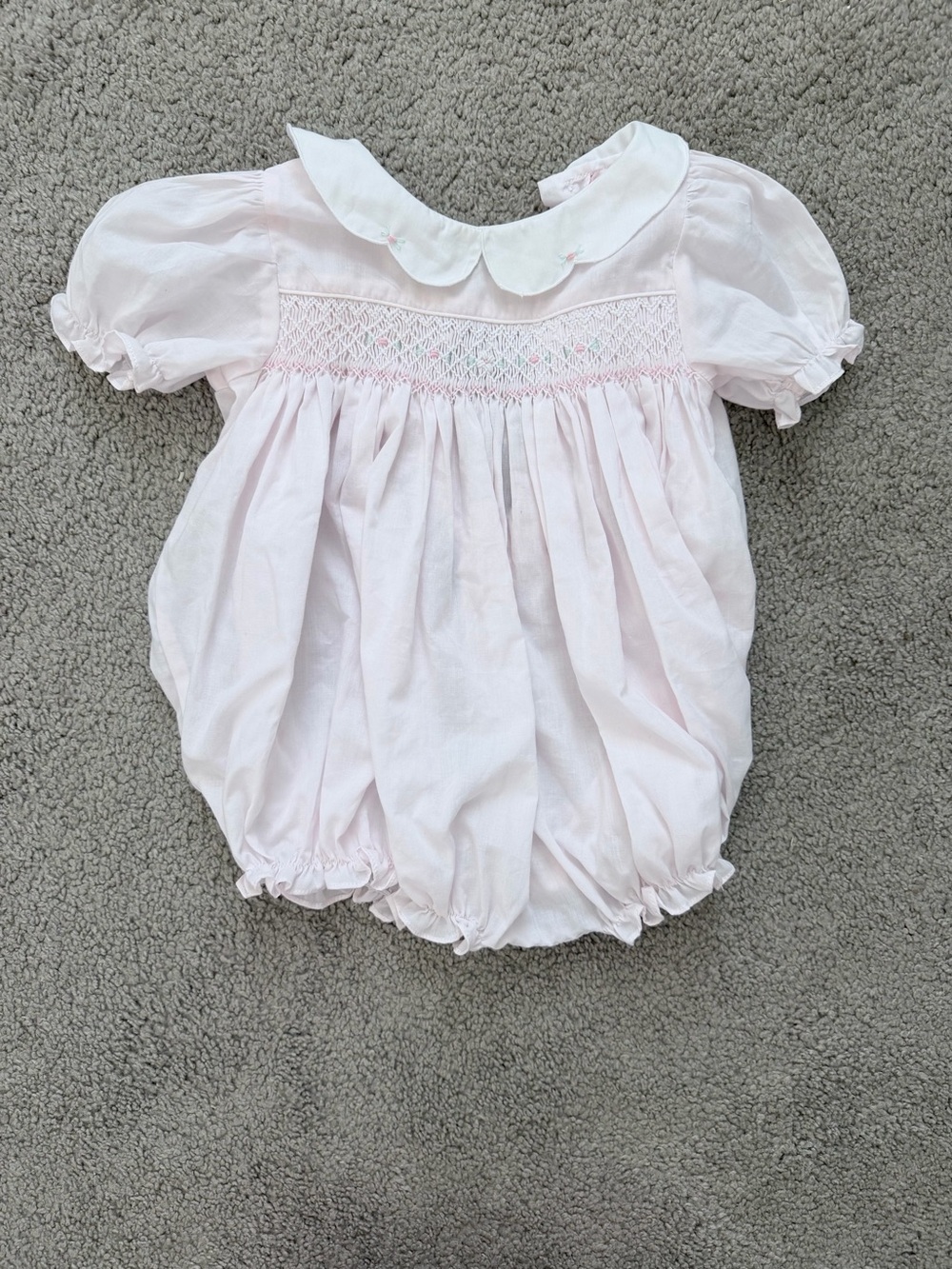 Petit Ami Light Pink Smocked Bubble One-Piece